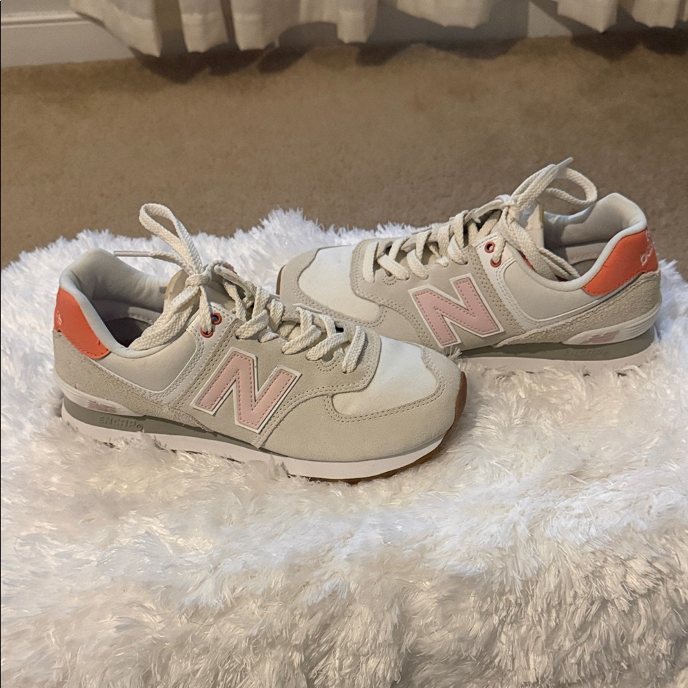 New Balance Beige and Coral Sneakers